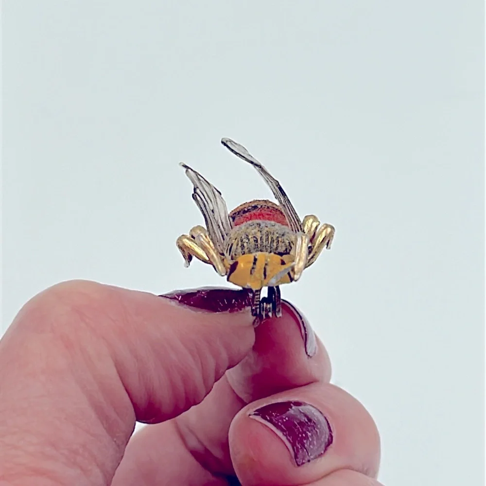 Vintage Made in Korea Fuzzy Bumblebee Brooch